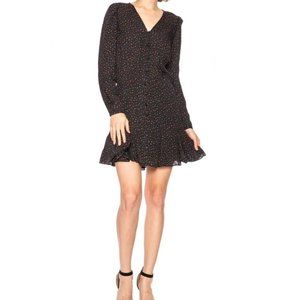 NWT VERONICA BEARD Riggins Button Front Silk Mini Dress Black Floral Print
